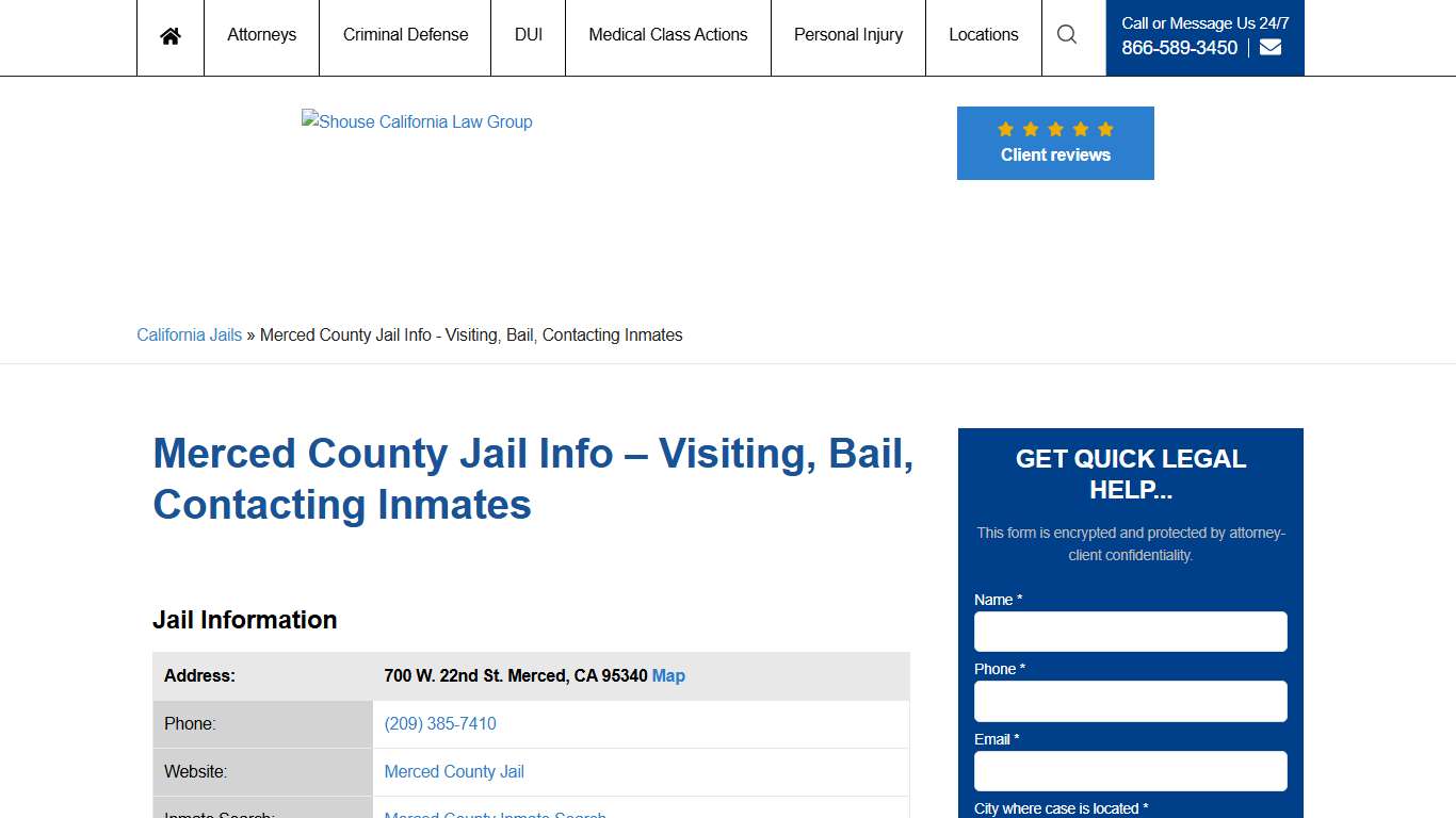 Merced County Jail Info – Visiting, Bail, Contacting Inmates